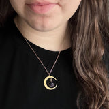 Starlit Crescent Necklace with Blue Sandstone