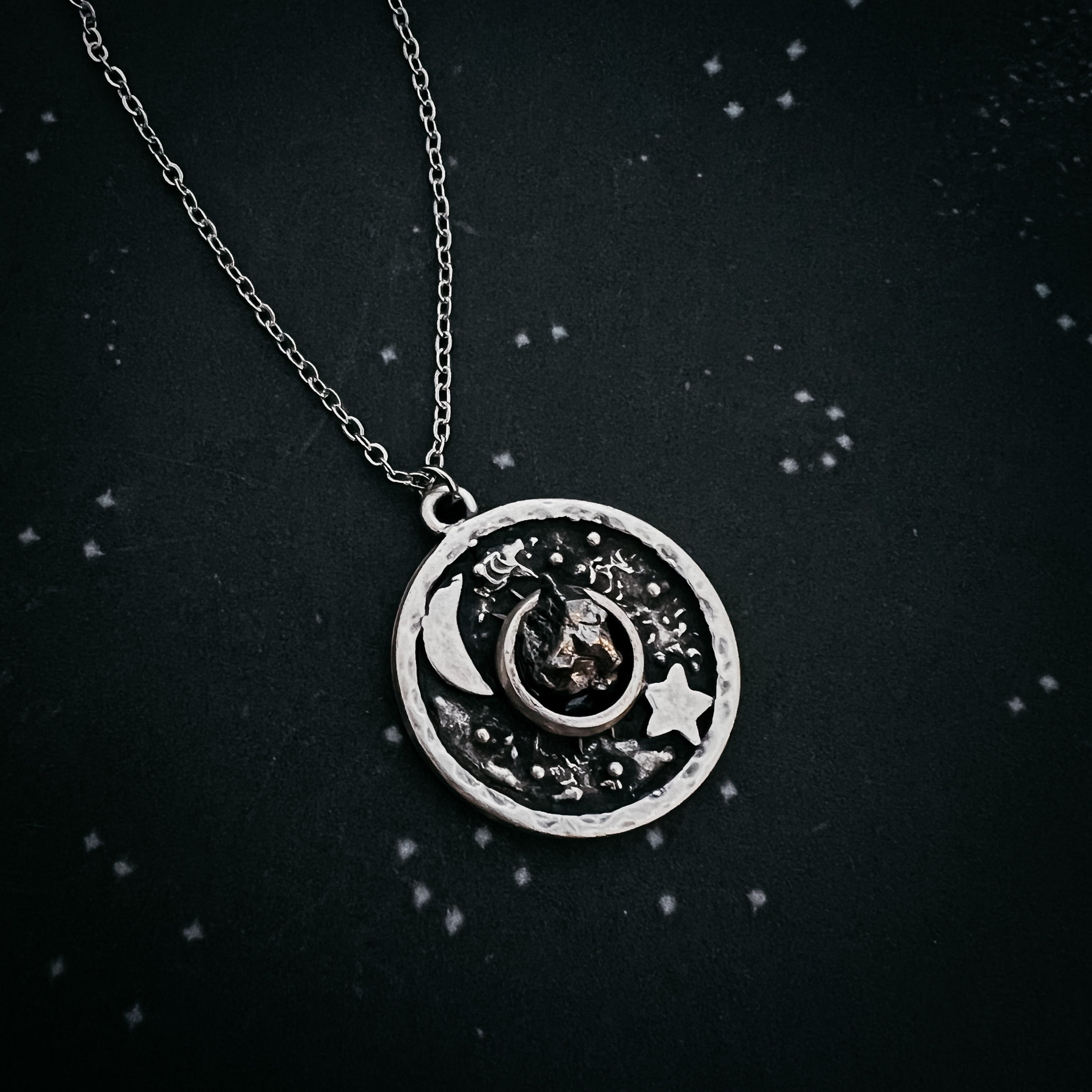 Night Sky Pendant Necklace with Authentic Meteorite