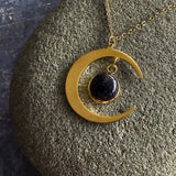 Starlit Crescent Necklace with Blue Sandstone