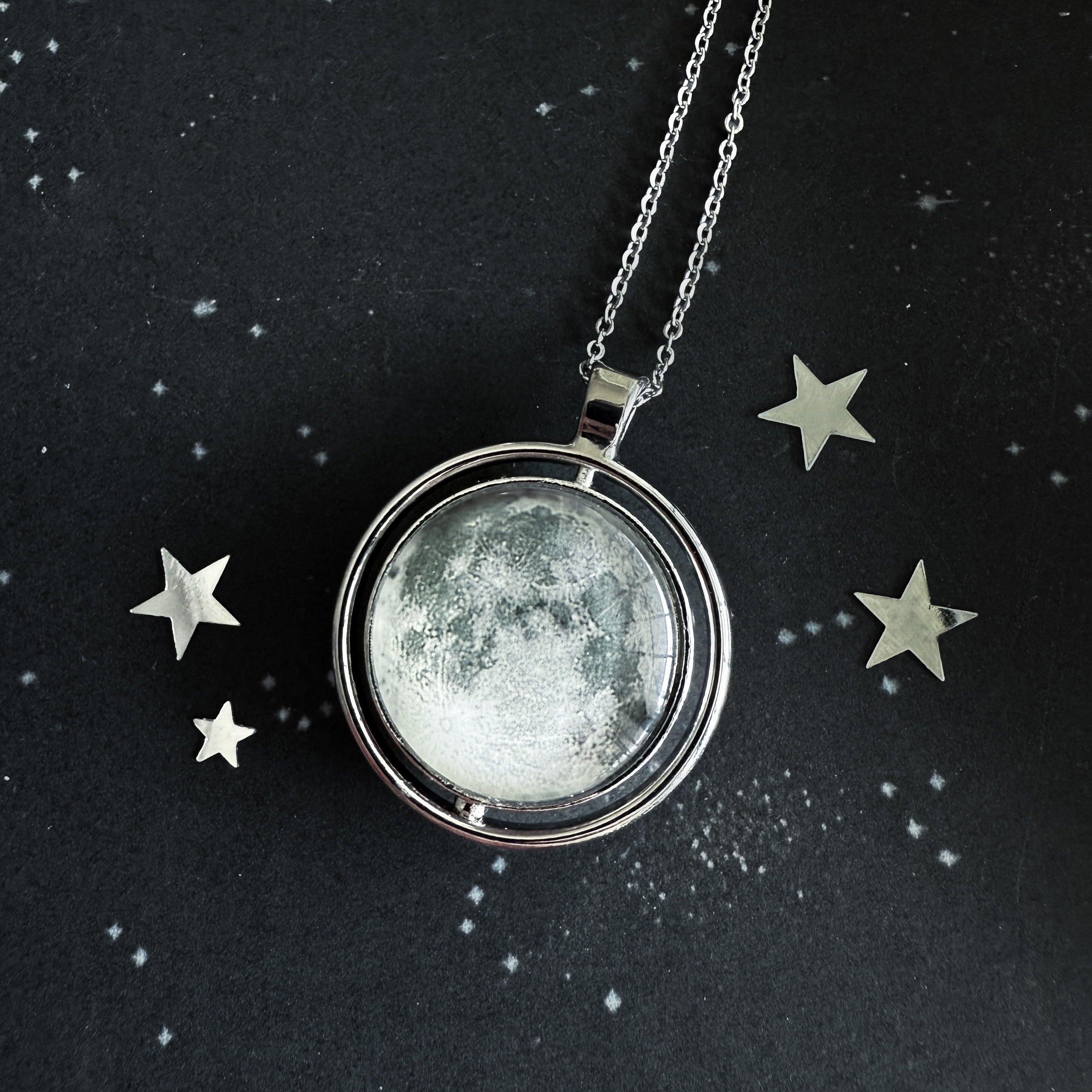 Full Moon Double Sided Fidget Pendant Necklace