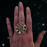 Large Moon Phase Statement Cocktail Ring