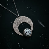 Crescent Moon Pendant with Dendritic Agate