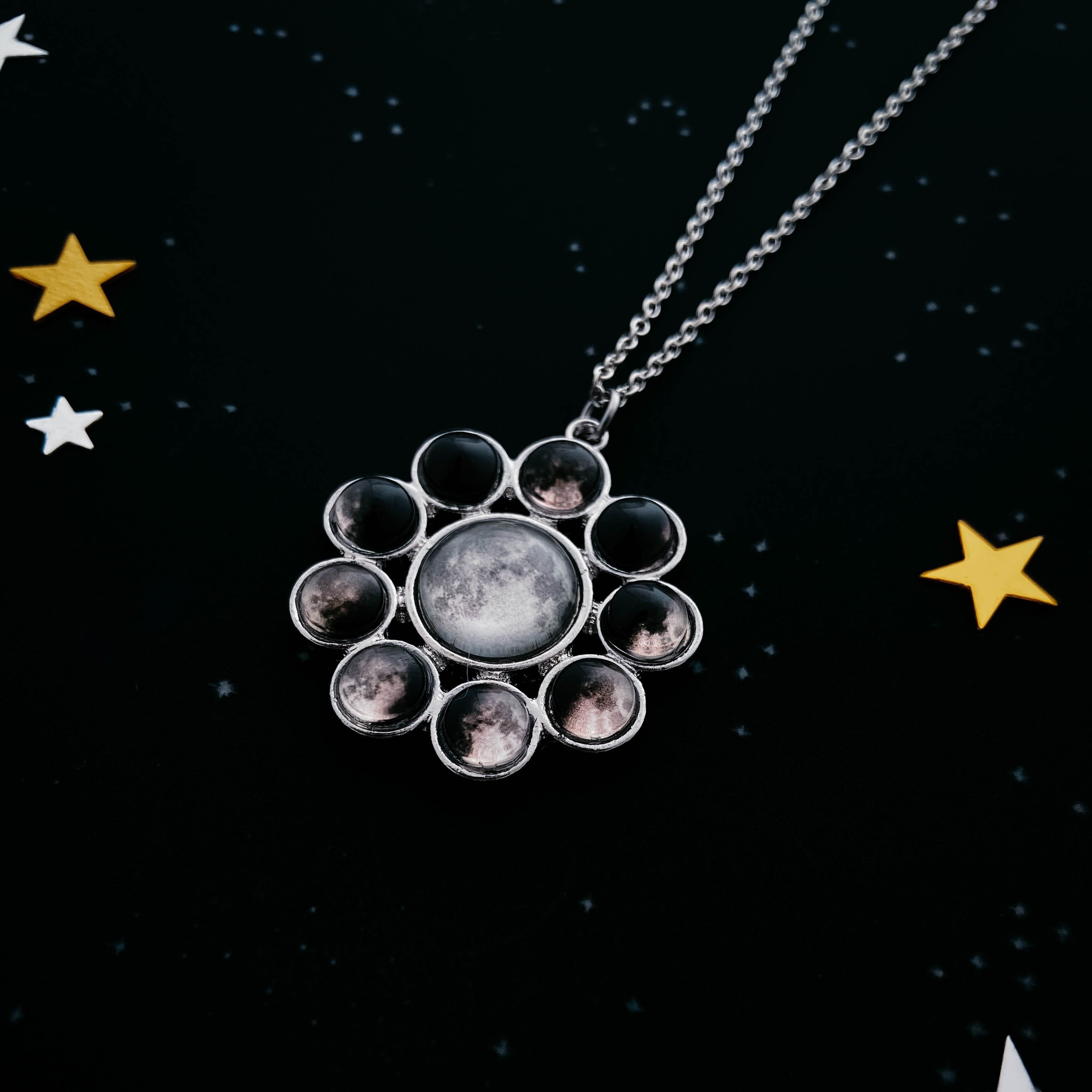 Moon Phase Halo Pendant