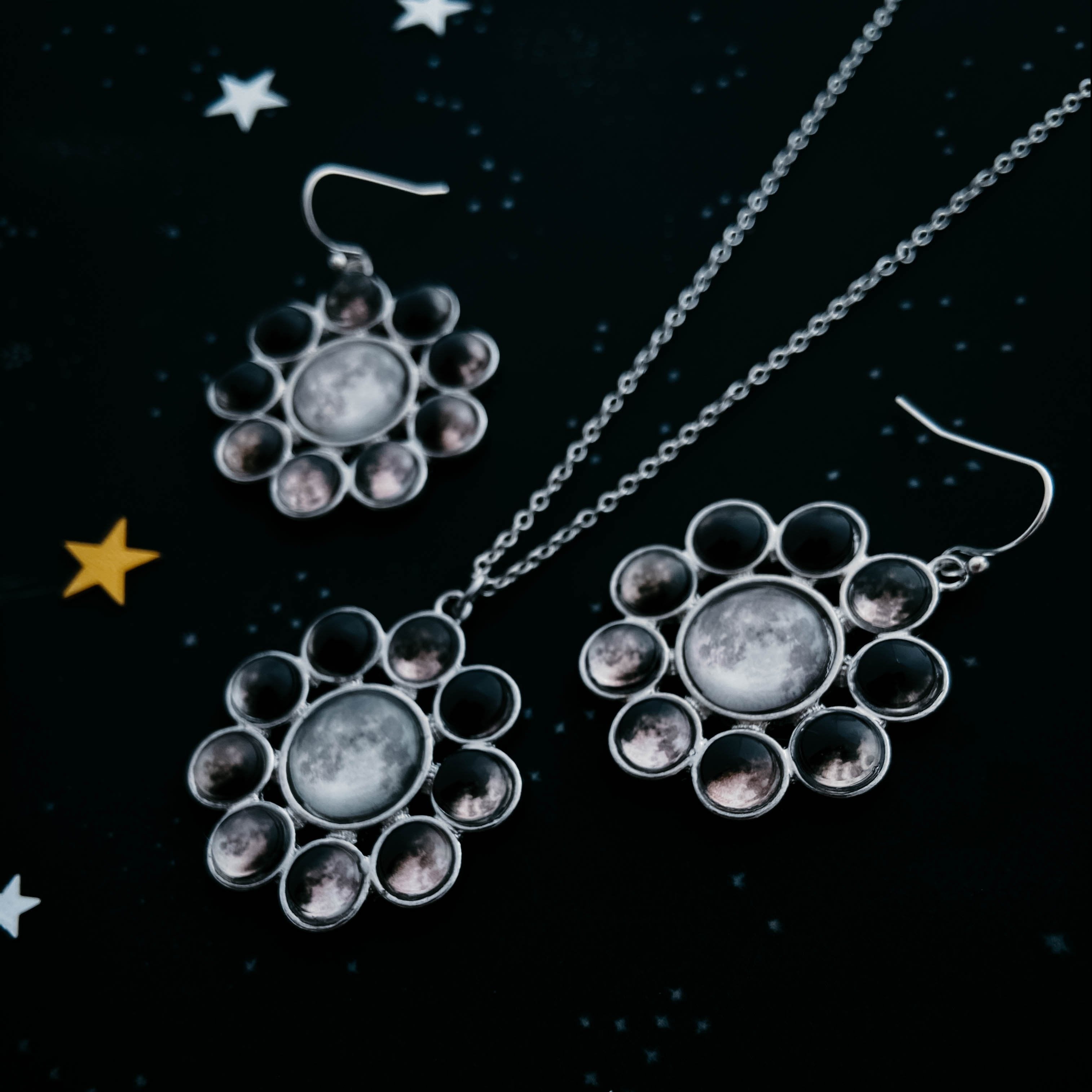 Moon Phase Halo Jewelry Set