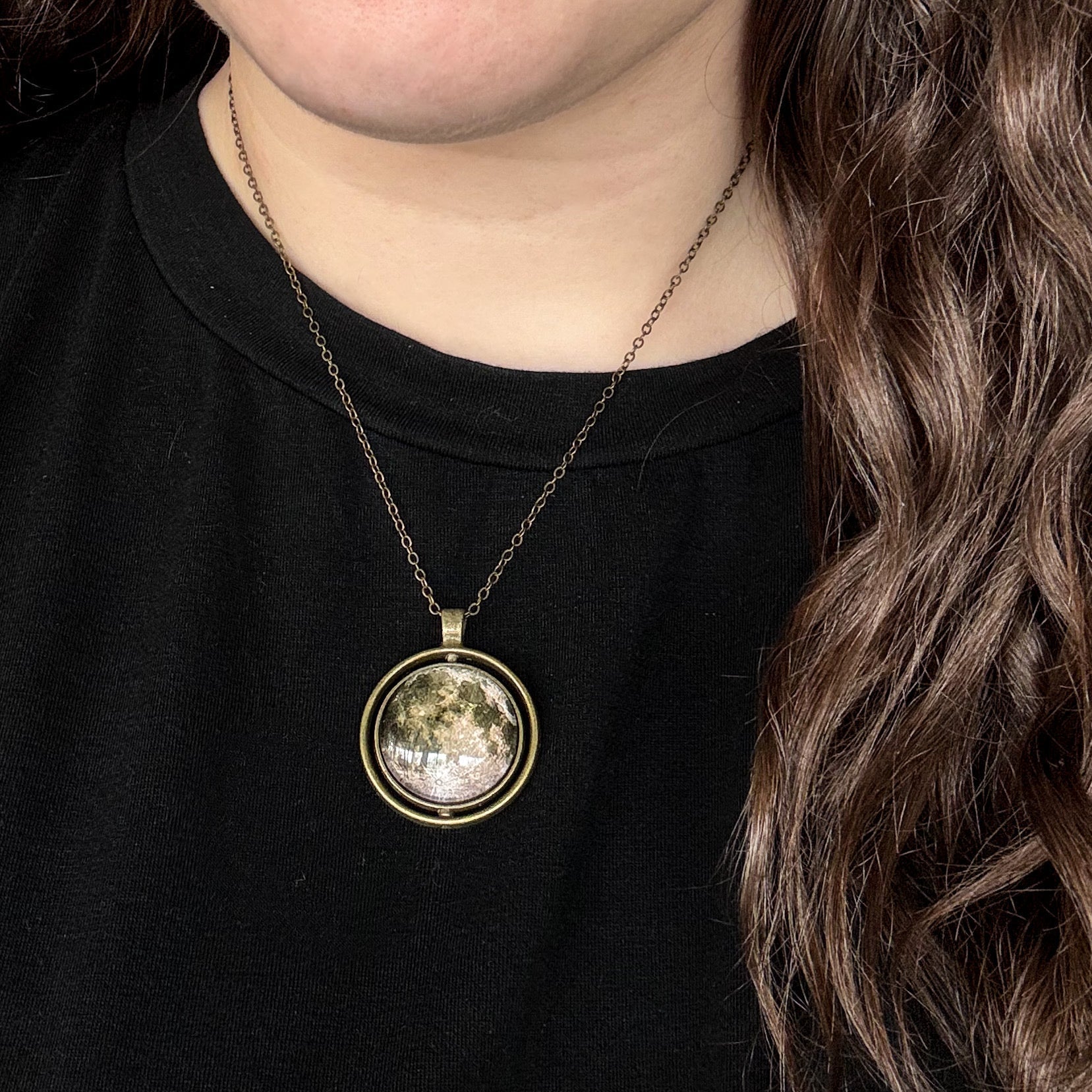 New Moon Double Sided Fidget Pendant Necklace