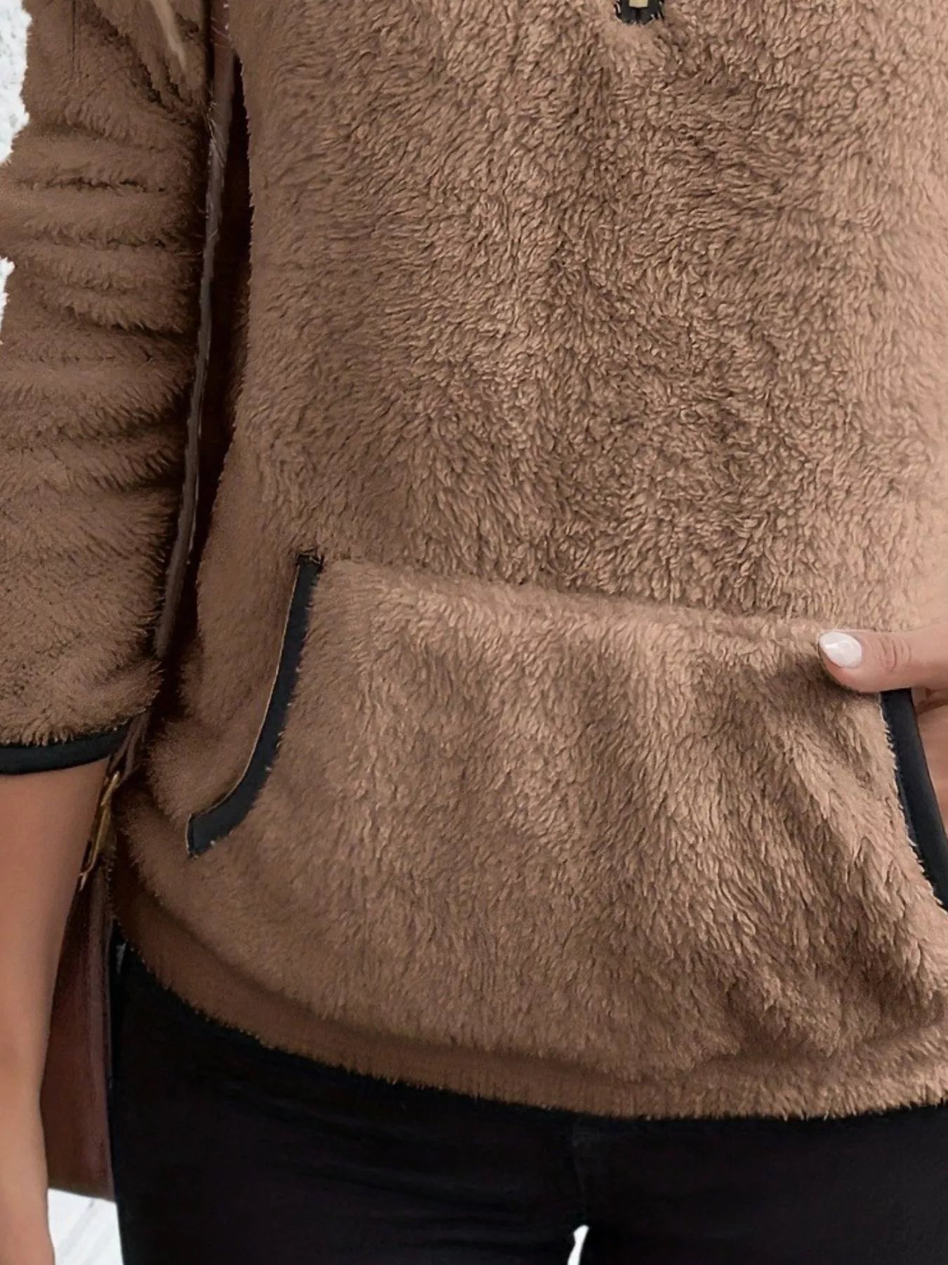 Cozy up in this full-size fleece quarter zip sweatshirt with pockets. Slightly stretchy and available in 11 colors and sizes Small–3XL for easy everyday style.
