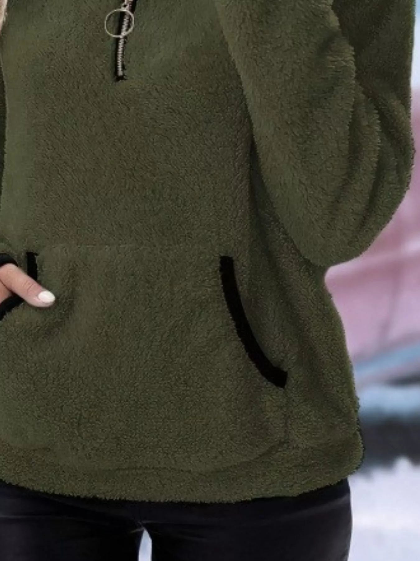 Cozy up in this full-size fleece quarter zip sweatshirt with pockets. Slightly stretchy and available in 11 colors and sizes Small–3XL for easy everyday style.