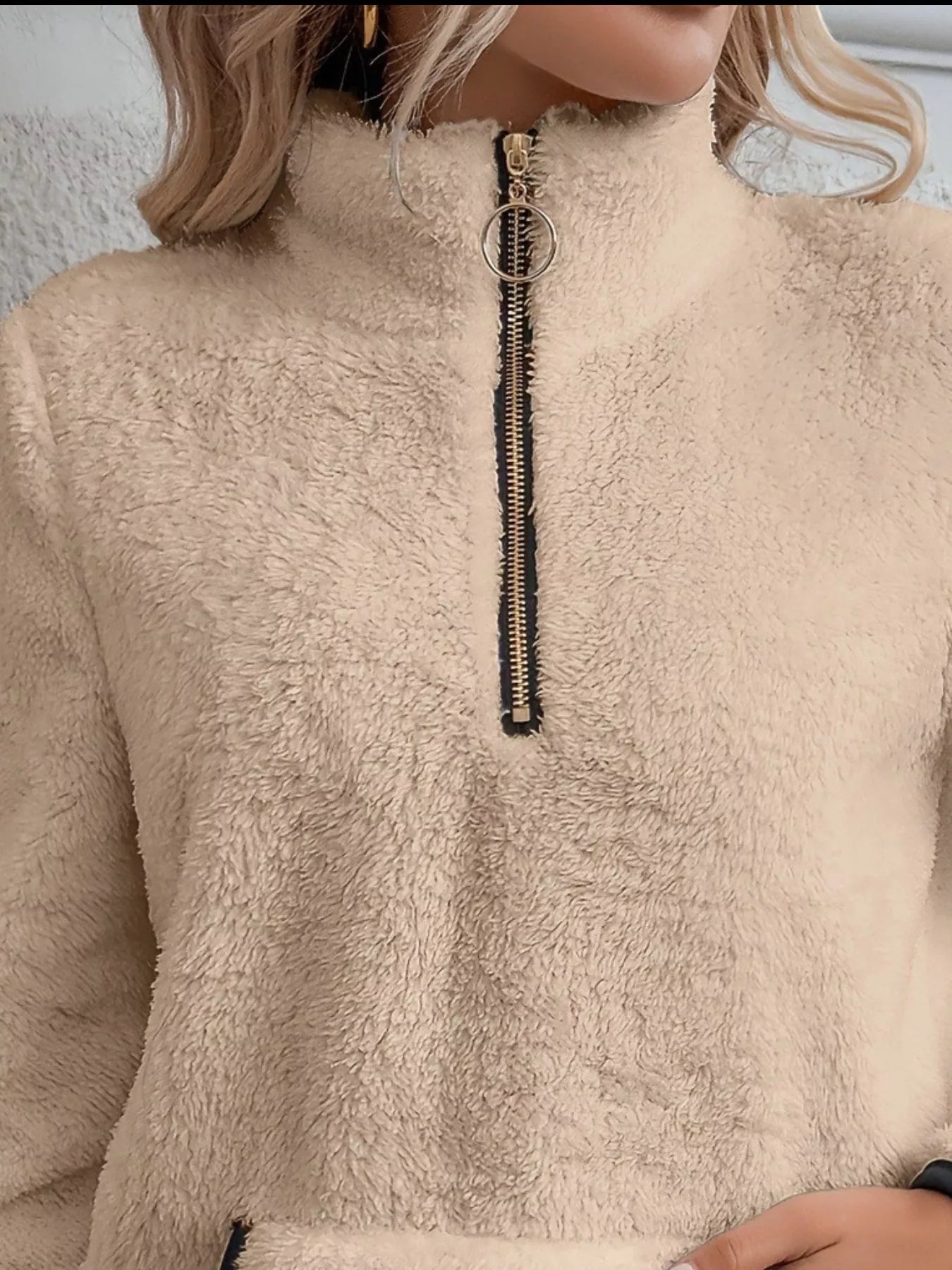 Cozy up in this full-size fleece quarter zip sweatshirt with pockets. Slightly stretchy and available in 11 colors and sizes Small–3XL for easy everyday style.