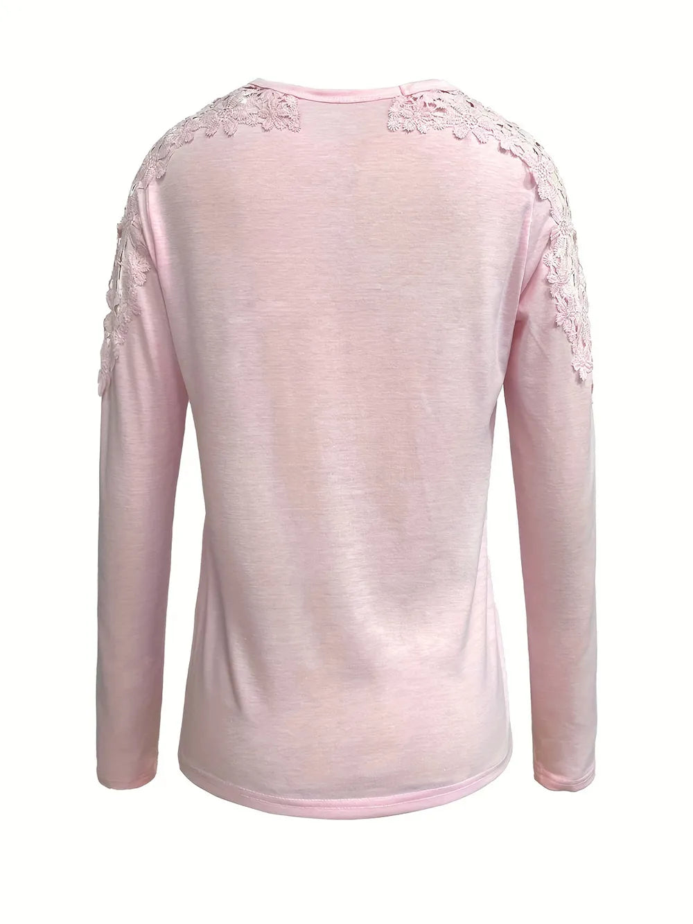 Blush Pink long-sleeve top with floral embellishments on a white background