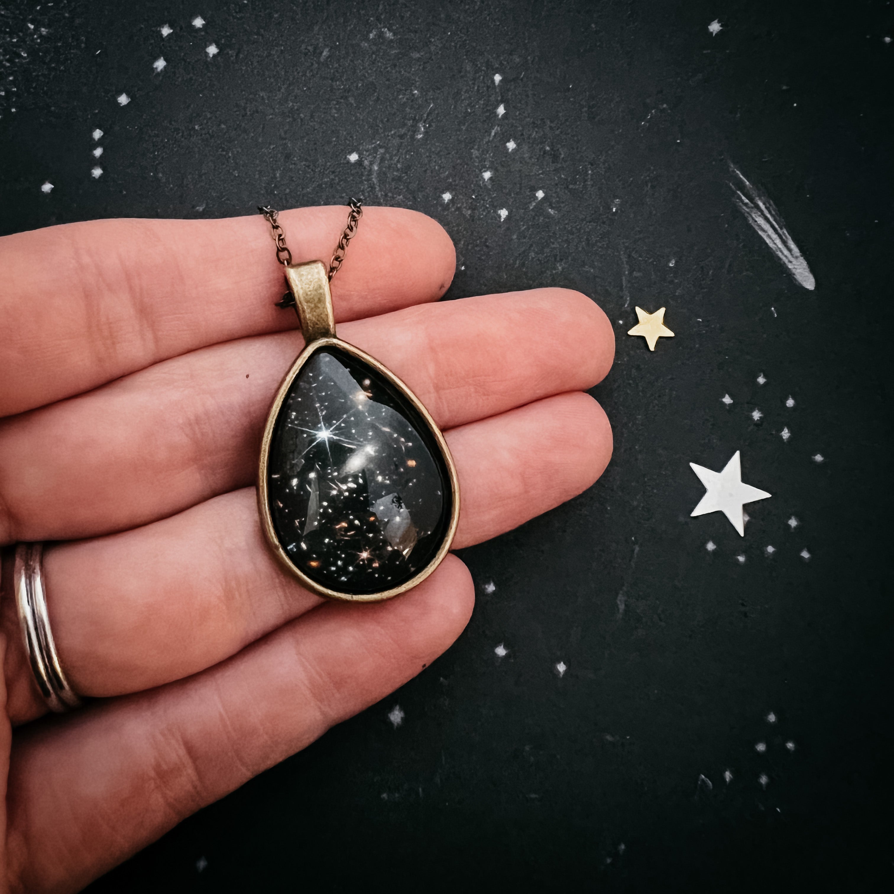JWST Deep Field Drops in Cosmic Ocean Teardrop Necklace