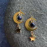 Starlit Crescent Earrings with Blue Sandstone