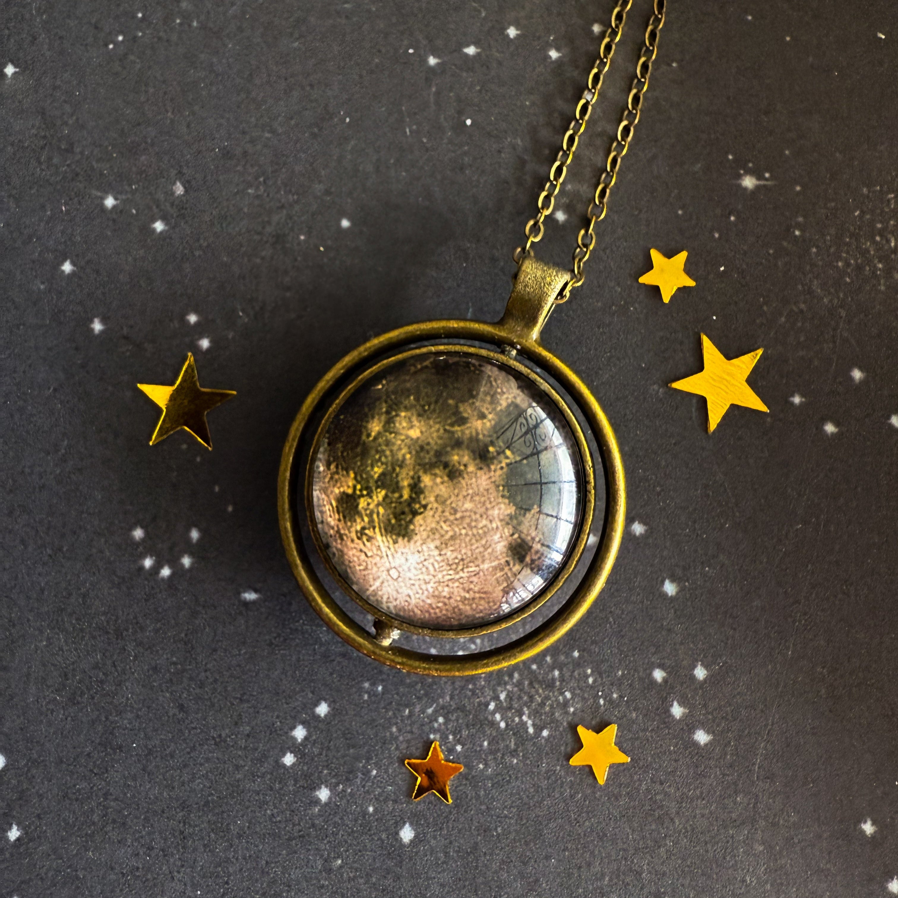 New Moon Double Sided Fidget Pendant Necklace