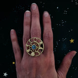 Large Moon Phase Statement Cocktail Ring