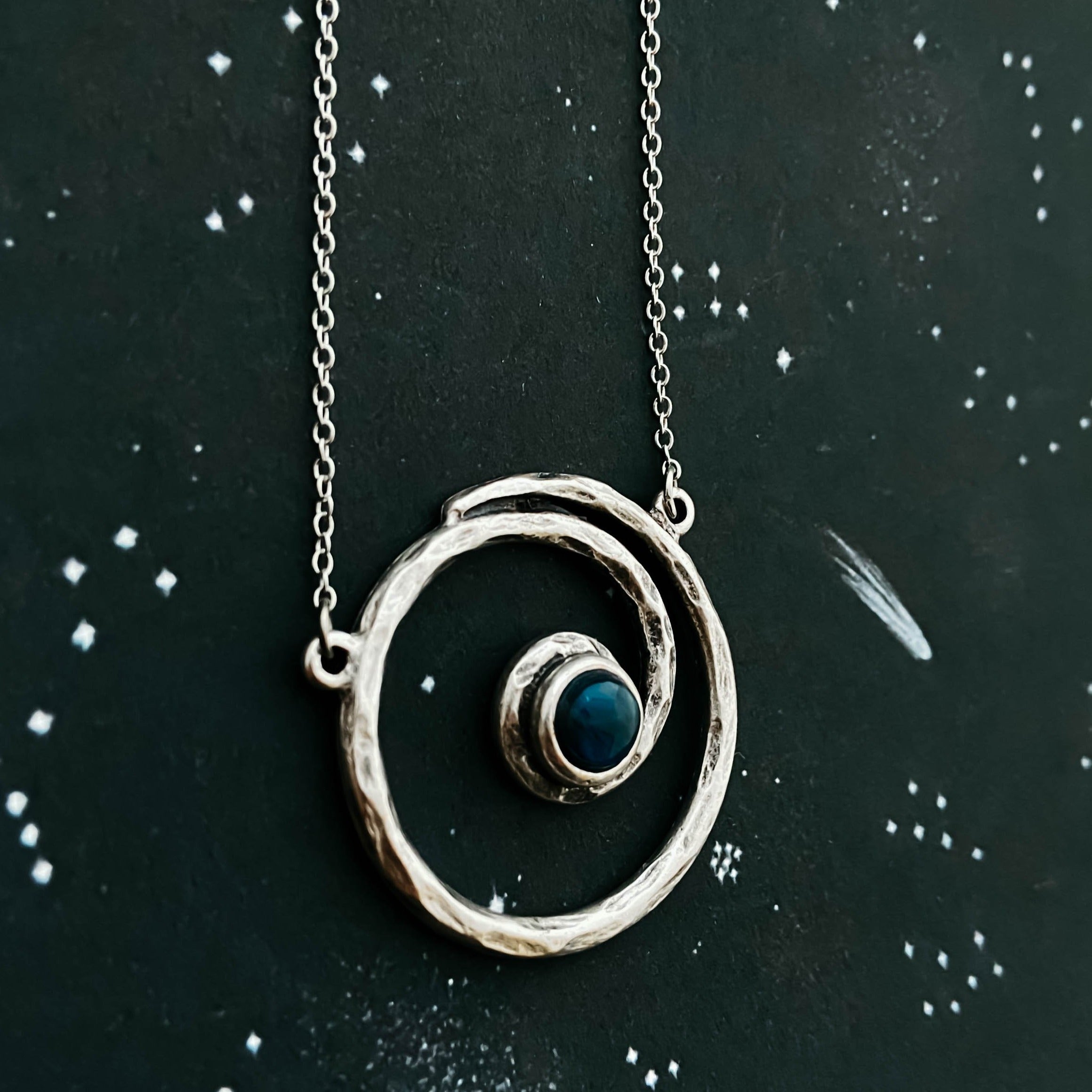 Milky Way Necklace - Spiral Silver Pendant with Labradorite