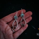 Journey to Mars Earrings - Copper Chrysocolla Earth and Red Jasper Mars