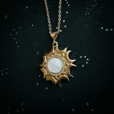 Lunar Witch Necklace - Rainbow Moonstone Pendant