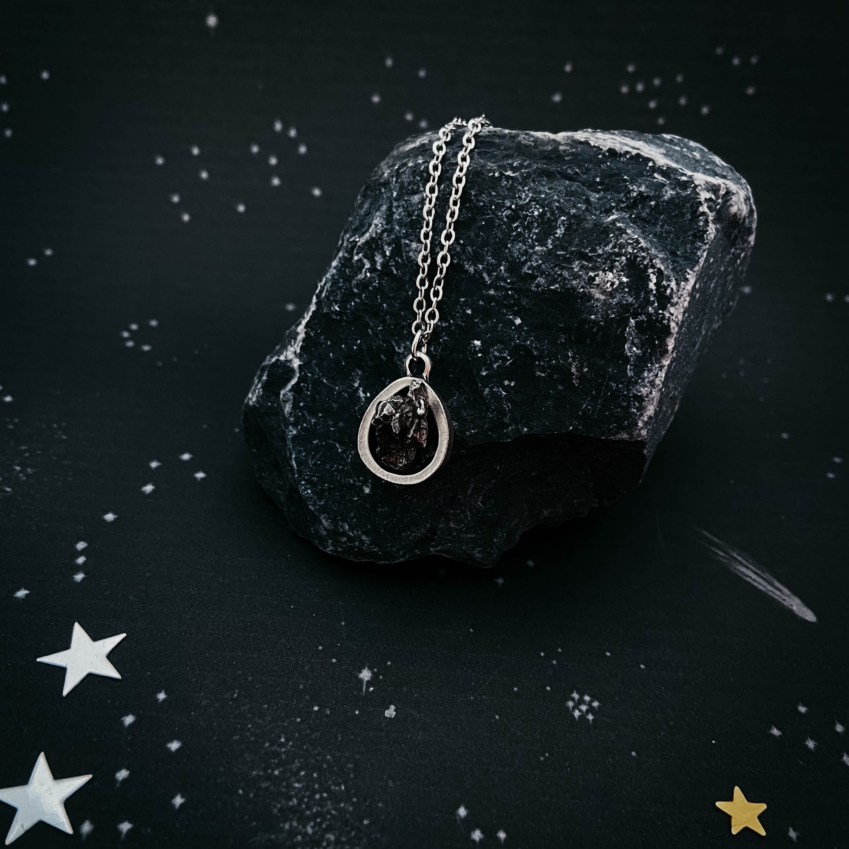 Small Teardrop Meteorite Pendant