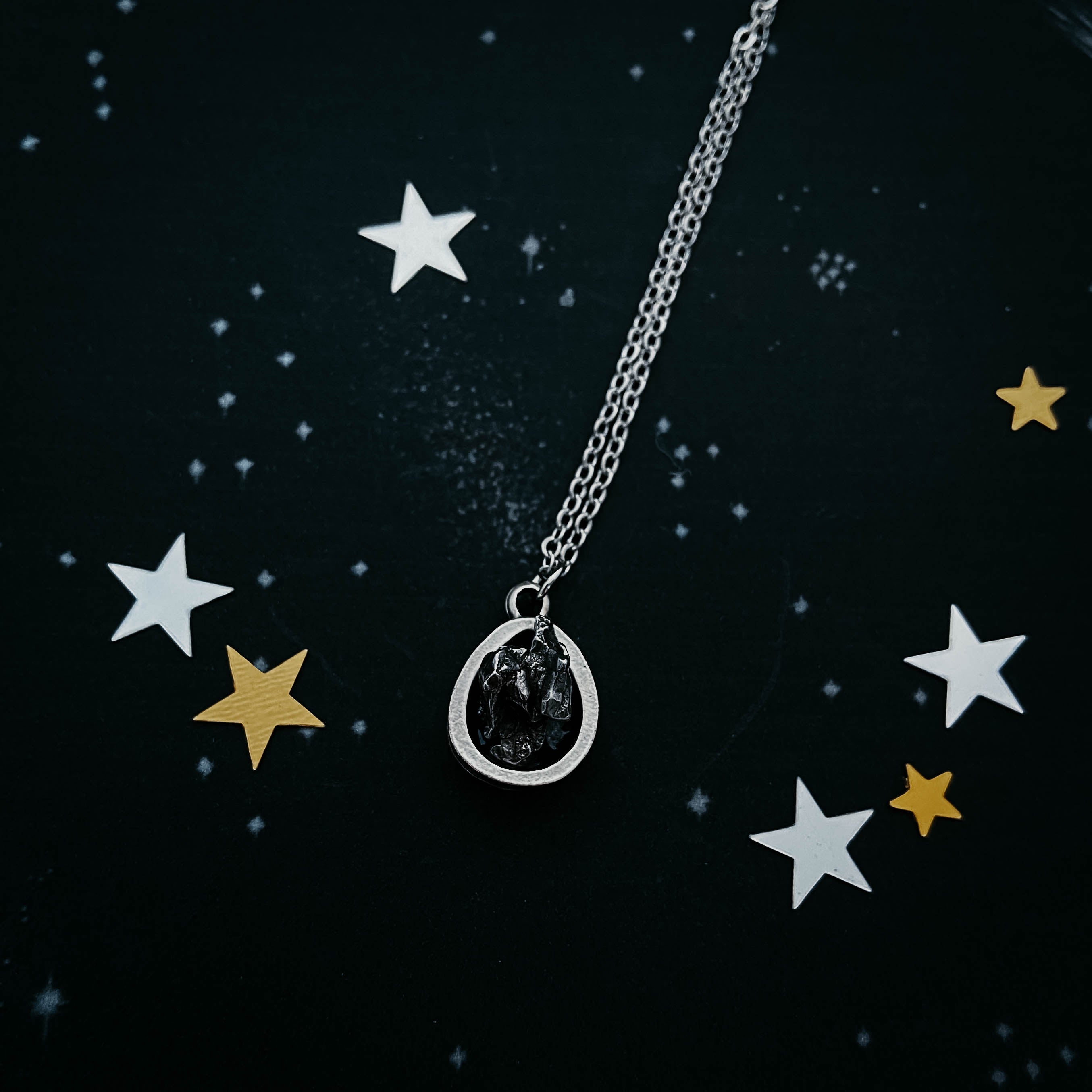 Small Teardrop Meteorite Pendant