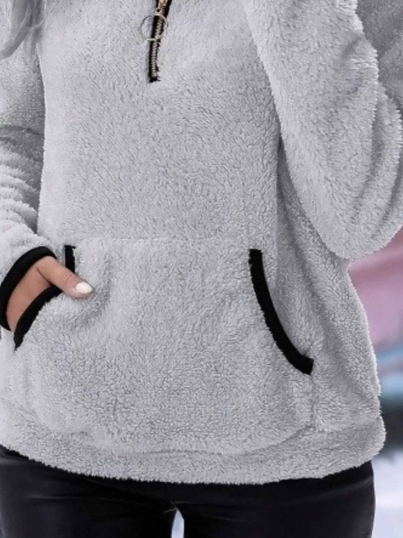 Cozy up in this full-size fleece quarter zip sweatshirt with pockets. Slightly stretchy and available in 11 colors and sizes Small–3XL for easy everyday style.