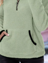 Cozy up in this full-size fleece quarter zip sweatshirt with pockets. Slightly stretchy and available in 11 colors and sizes Small–3XL for easy everyday style.