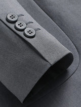 Men's gray lapel collar blazer with button-front closure and tailored fit for business casual, office wear, weddings, and formal occasions.
