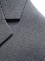 Men's gray lapel collar blazer with button-front closure and tailored fit for business casual, office wear, weddings, and formal occasions.