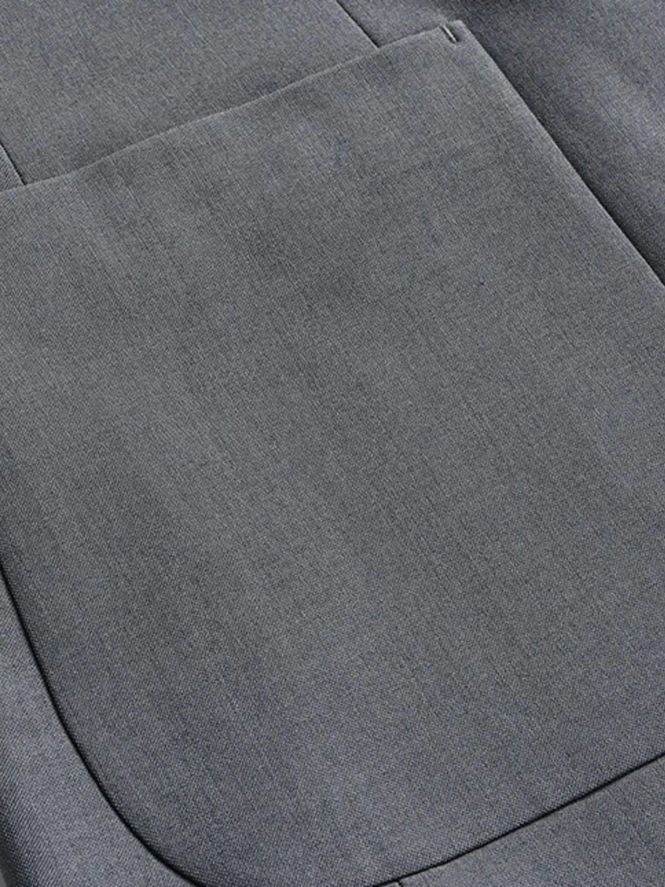 Men's gray lapel collar blazer with button-front closure and tailored fit for business casual, office wear, weddings, and formal occasions.