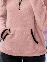 Cozy up in this full-size fleece quarter zip sweatshirt with pockets. Slightly stretchy and available in 11 colors and sizes Small–3XL for easy everyday style.