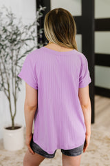 Top Shelf Basic V-Neck Ribbed Tee in Lavender